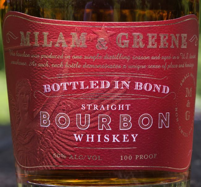 Milam and greene bottled in bond bourbon front