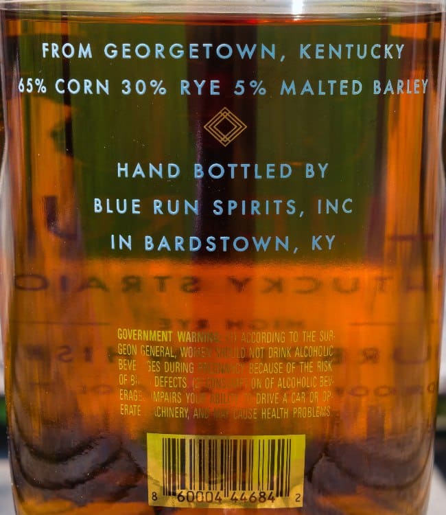 blue run high rye bourbon back