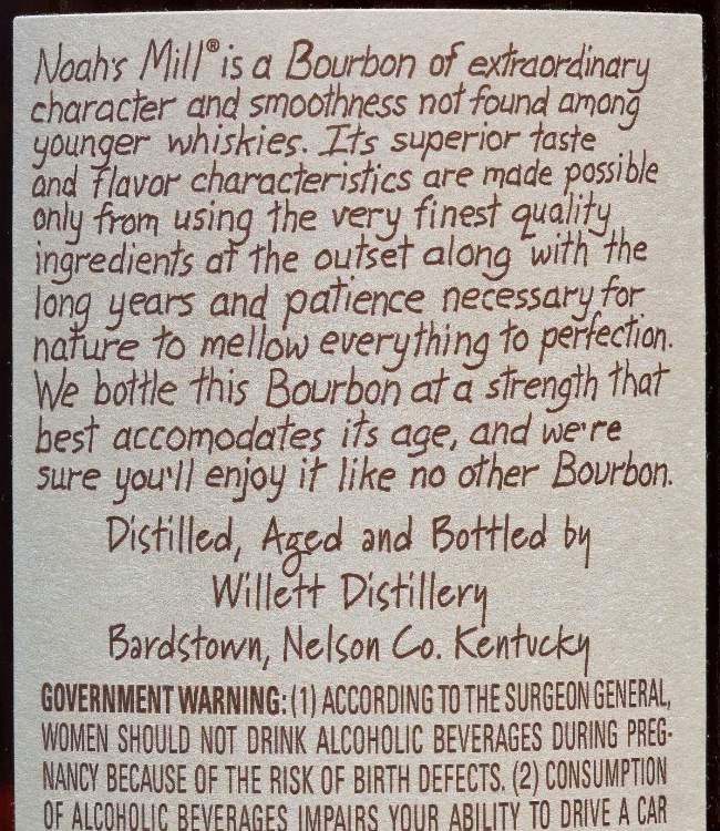 noah's mill bourbon back