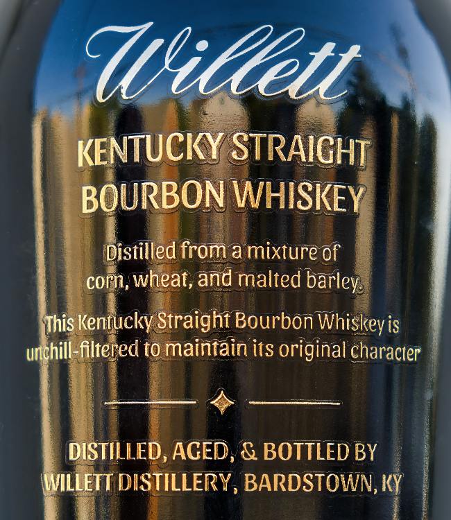 willett 8 year wheated bourbon back